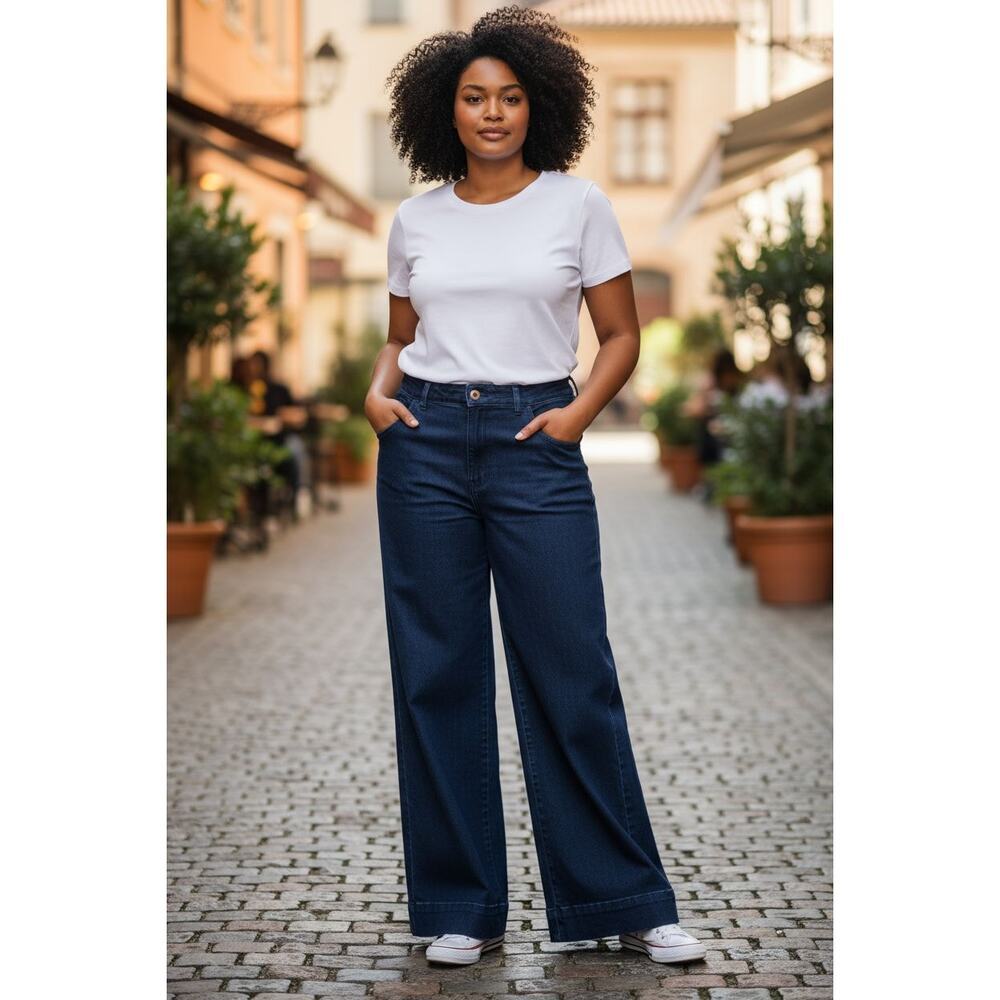 Pilcro & the letterpress anthropologie skipper high waist wide leg jeans 32